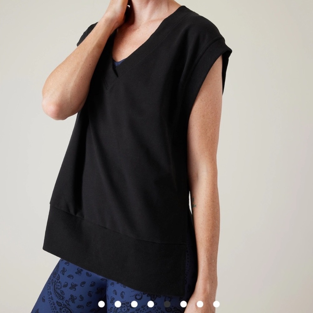 NEW Athleta Retroterry V-Neck Sweatshirt Tee